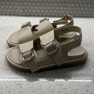 ALOHAS Harper Cream Sandals with Silver Buckles